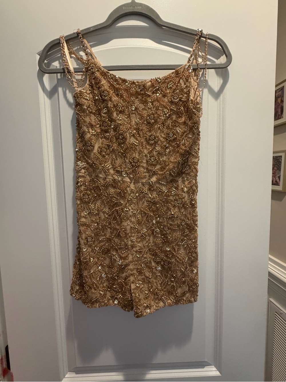 Gold Beaded Spaghetti-Strap Dress for Kids